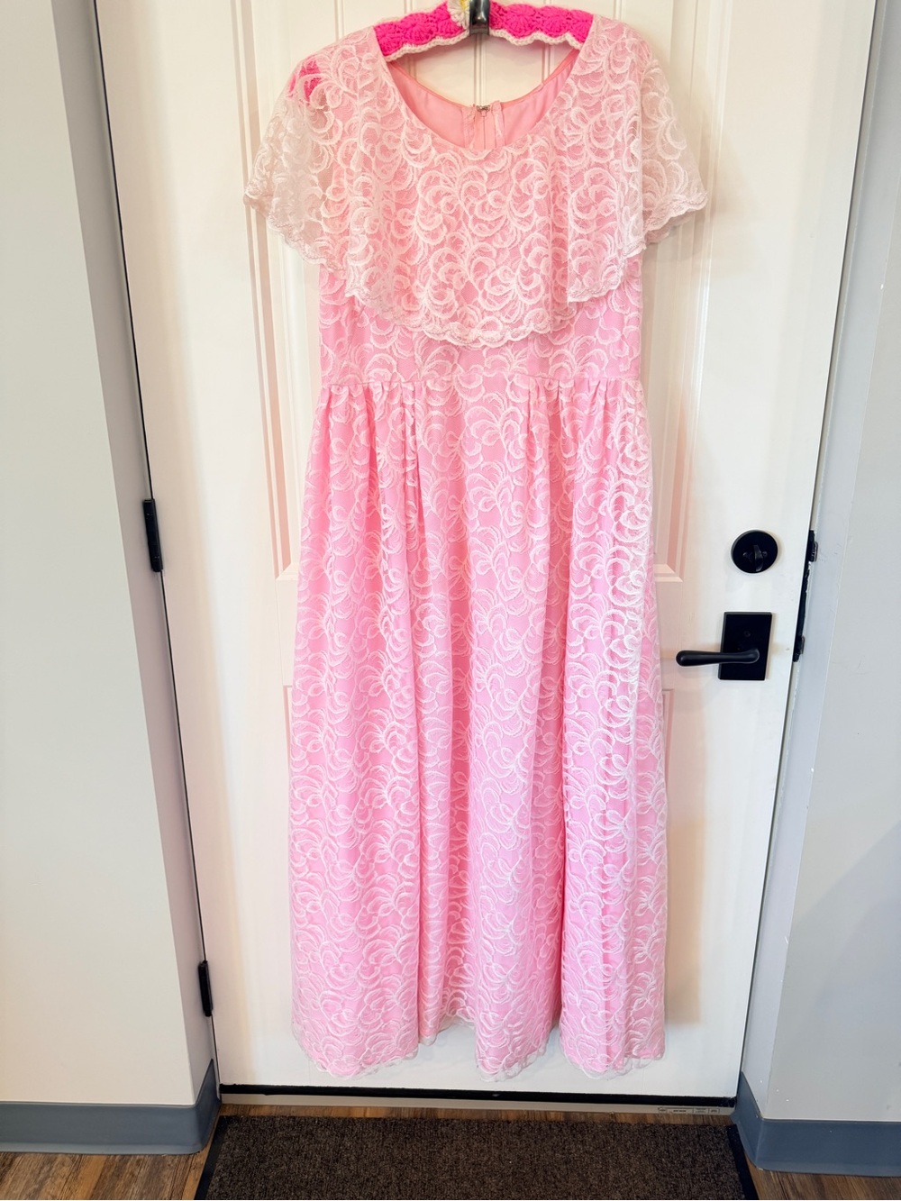 Pink Lace Overlay Party Dress
